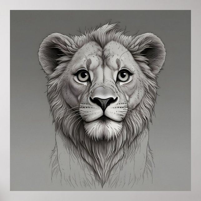 sött lejon med stora ögon poster (Framsidan)