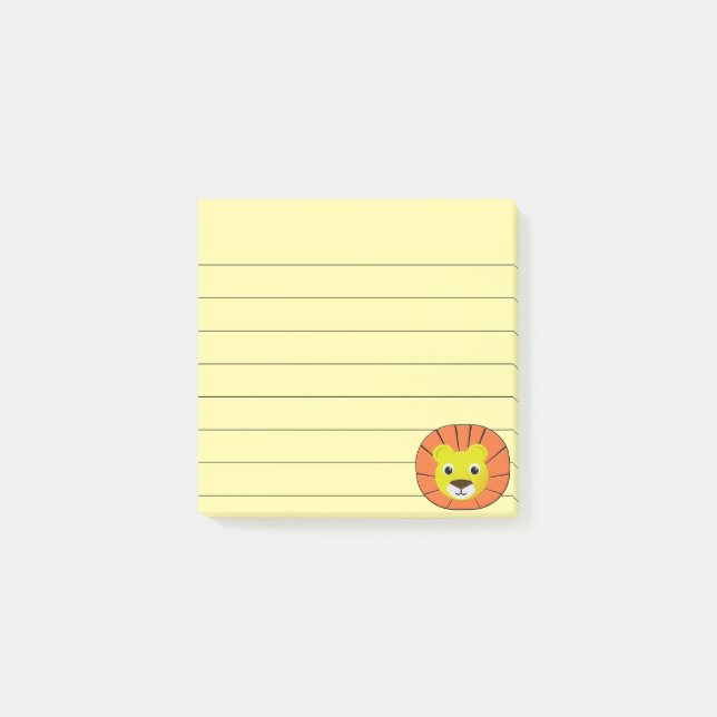 Sött Lejon Ritning 3x3 Post-it Block (Framsida)