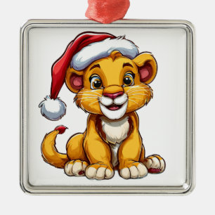🦁 Sött Lejon Unge Julglädje Hem Stil 🎄 Julgransprydnad Metall