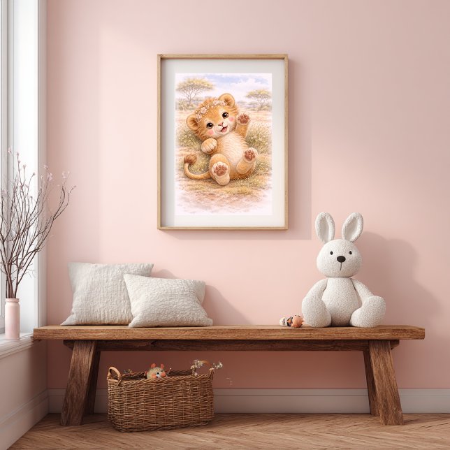 Sött lekande baby lejon barnkammare barn poster (Skapare uppladdad)