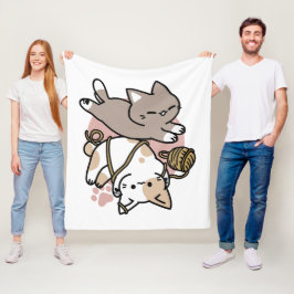 Sött Lekfullt Kattdesign – Roliga Tassar och Lekfu Fleecefilt