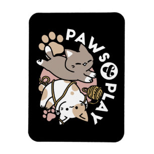 Sött Lekfullt Kattdesign – Roliga Tassar och Lekfu Magnet