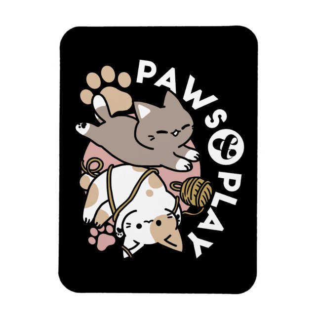 Sött Lekfullt Kattdesign – Roliga Tassar och Lekfu Magnet (Vertikal)