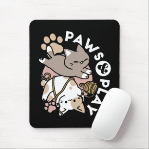Sött Lekfullt Kattdesign – Roliga Tassar och Lekfu Musmatta