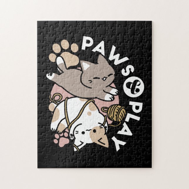 Sött Lekfullt Kattdesign – Roliga Tassar och Lekfu Pussel (Vertikal)