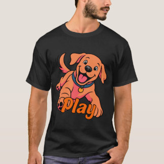 Sött lekfullt valpkartongkonst med lektypografi t shirt
