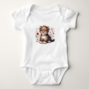 Sött leopardbarn med blommor t shirt