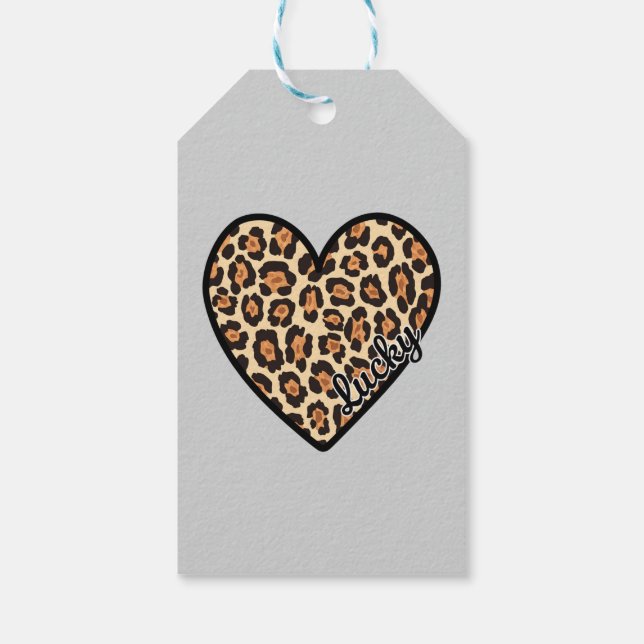 Sött leopardhjärta Alla hjärtans dag-present Presentetikett (Baksidan)