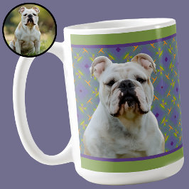 Sött lila modernt fotopresent för hundmamma kaffemugg