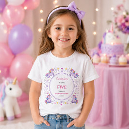 Sött Lila Pastell Magisk Enhörning 5-års Födelseda T Shirt