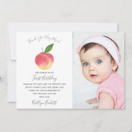 Sött lilla persikofoto 1:a födelsedagsfoto tack kort