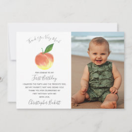 Sött lilla persikofoto 1:a födelsedagsfoto tack kort