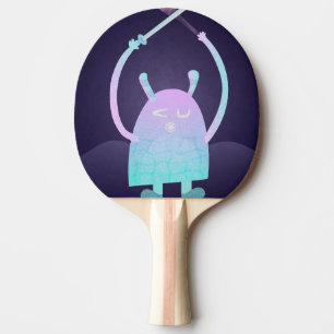 Sött litet blått monster pingisracket