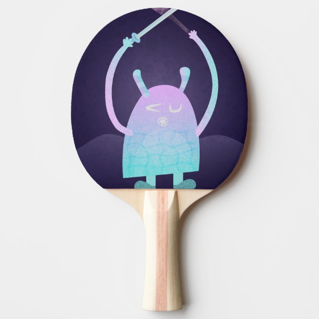 Sött litet blått monster pingisracket (Framsidan)