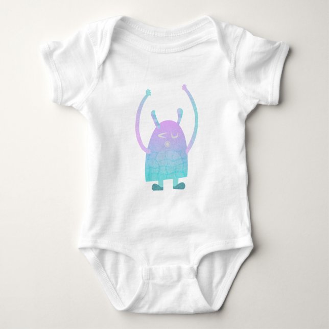 Sött litet blått monster t shirt (Framsida)