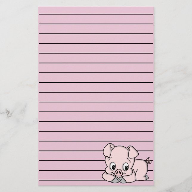Sött litet gris brevpapper (Framsida)