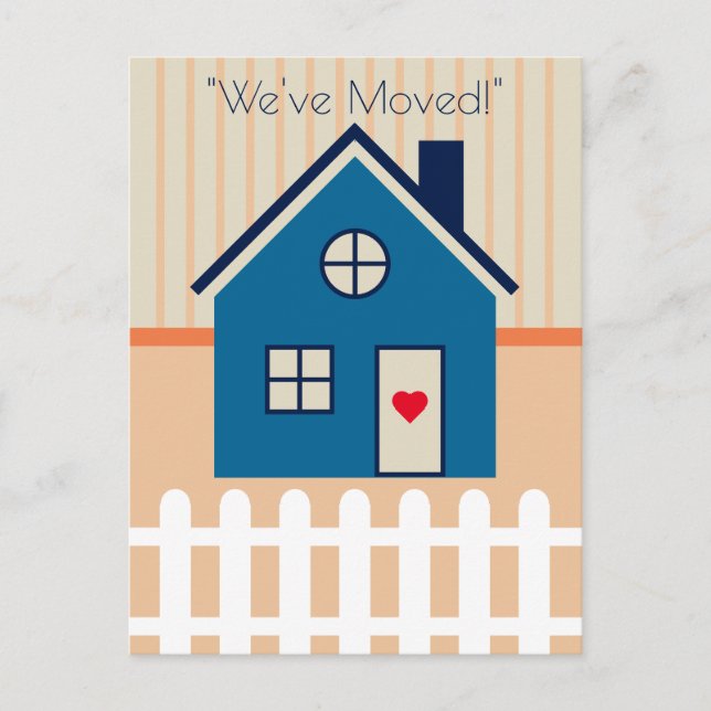 Sött litet hus Ny bostad Flyttningsmeddelande Meddelande Vykort (Framsida)