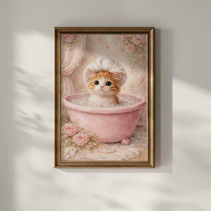 Sött litet kattbad poster