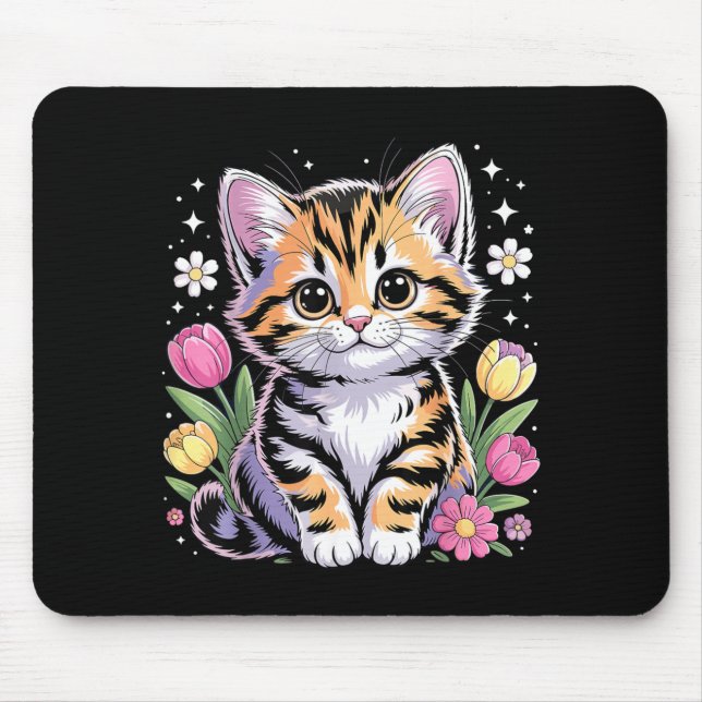 Sött litet kattblomma Kawaii Musmatta (Framsidan)