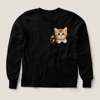 Sött litet kattblommönster i ficka – Bedårande kat T Shirt