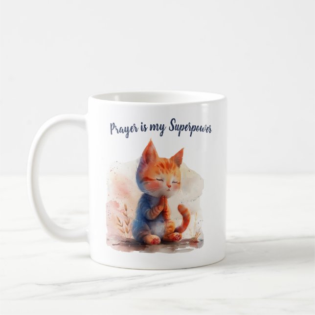 Sött litet kattbön är min superkraft kaffemugg (Vänster)