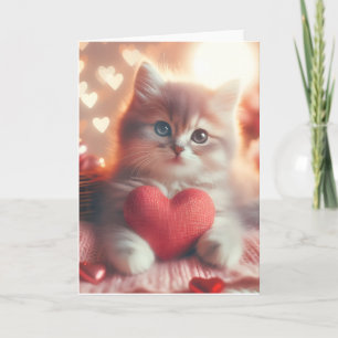 Sött litet kattunge Alla hjärtans dag tom kort