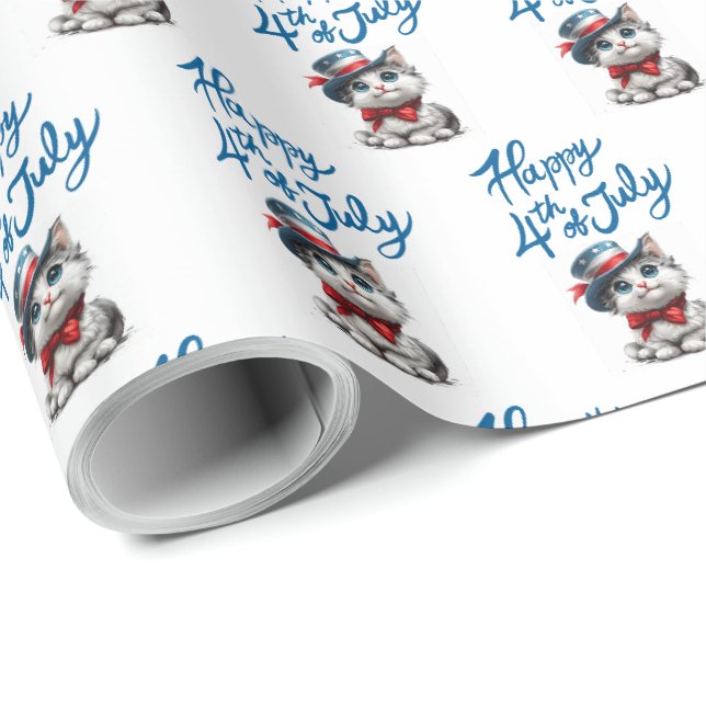Sött litet kattunge Gott nationaldagsfirande prese Presentpapper (Rullad Hörn)