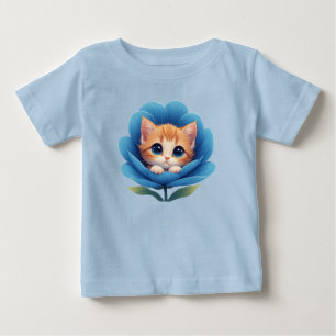 Sött litet kattunge i en blommande blomma t shirt