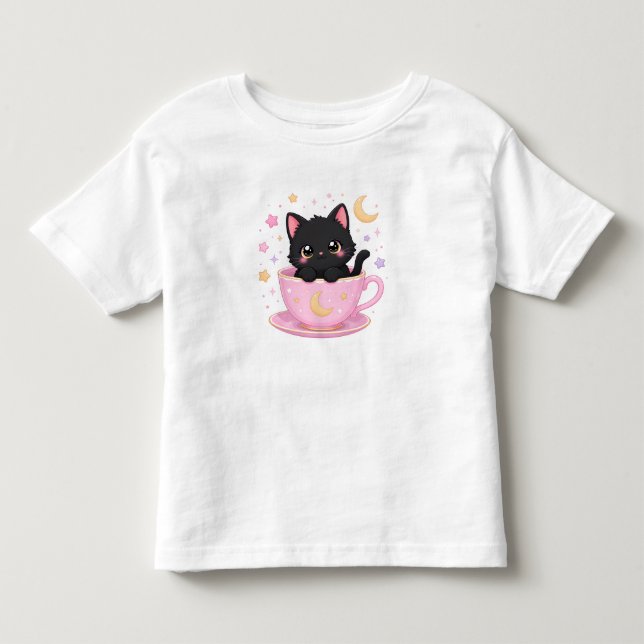sött litet kattunge i kopp t shirt (Framsida)