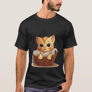 Sött litet kattunge i korg Mysig filt konst ✨🐾🧺 T Shirt