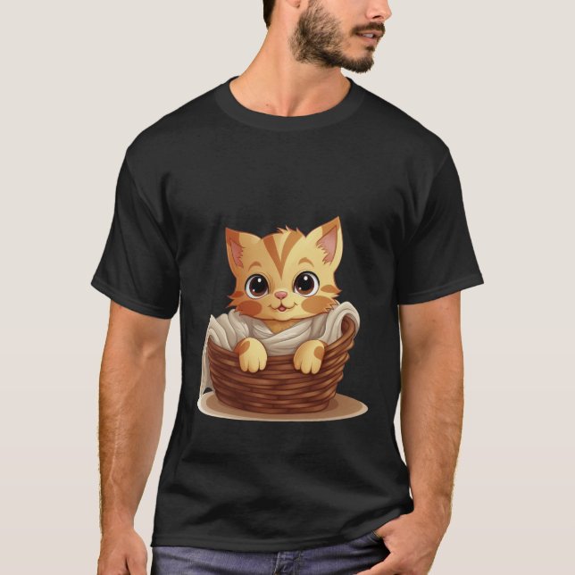 Sött litet kattunge i korg Mysig filt konst ✨🐾🧺 T Shirt (Framsida)