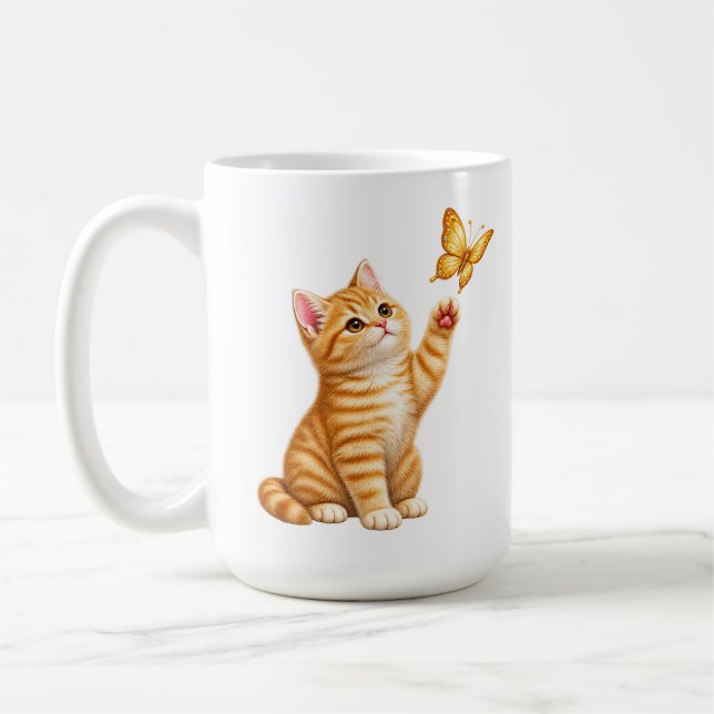 Sött litet kattunge kaffemugg (Vänster)