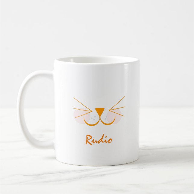Sött litet kattunge Katt ansikte Husdjur Foto Namn Kaffemugg (Vänster)
