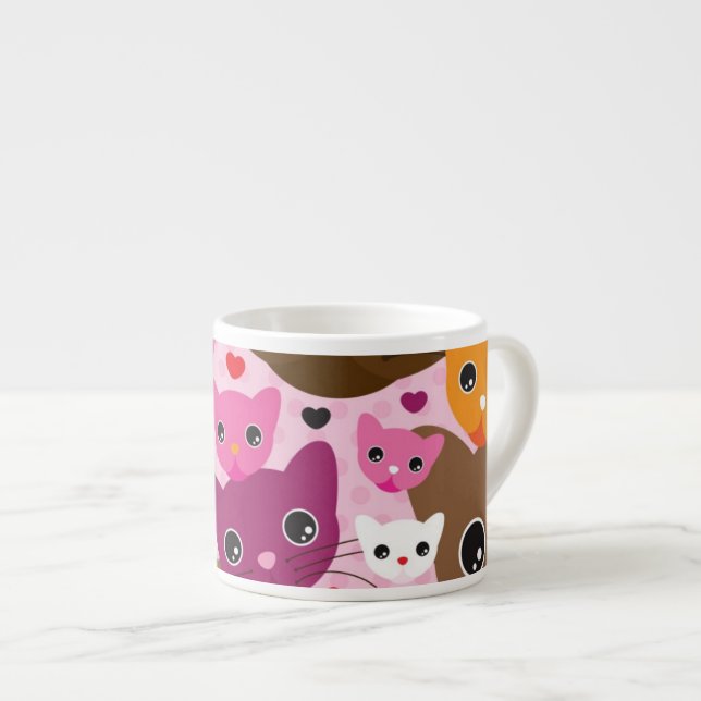 sött litet kattunge katt bakgrundsmönster espressomugg (Framsida höger)