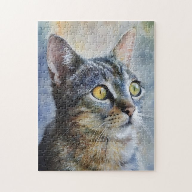 Sött litet kattunge katt konst porträtt pussel (Vertikal)