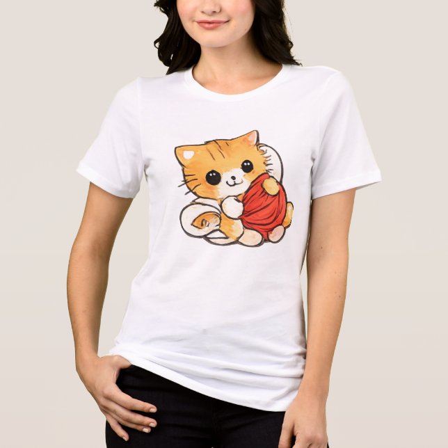 Sött litet kattunge med garn t shirt (Framsida)