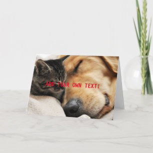 Sött litet kattunge och valp LÄGG TILL EGEN TEXT Kort