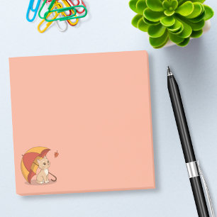 Sött litet kattunge Rött Gult Paraply Fall Rosa Post-it Block