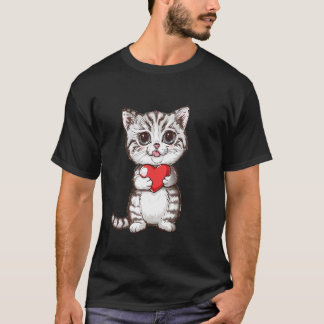 Sött litet kattunge som håller hjärta Bedårande ka T Shirt