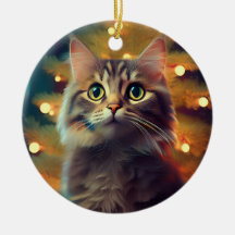 Sött litet kattunge som leker med julgranskulor