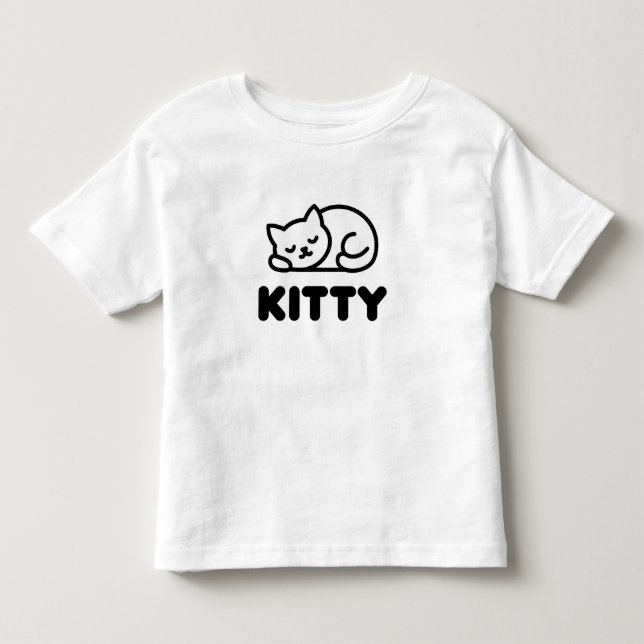 Sött litet kattunge sover t shirt (Framsida)