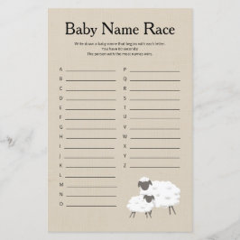 Sött litet lamm Baby Namn Tävling Sbaby Shower Gam