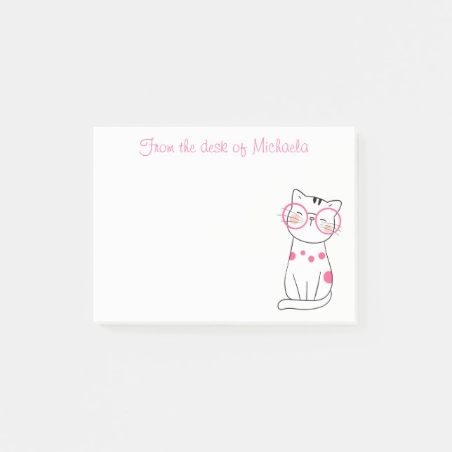 Sött litet rosa serie-kattunge post-it block (Framsida)