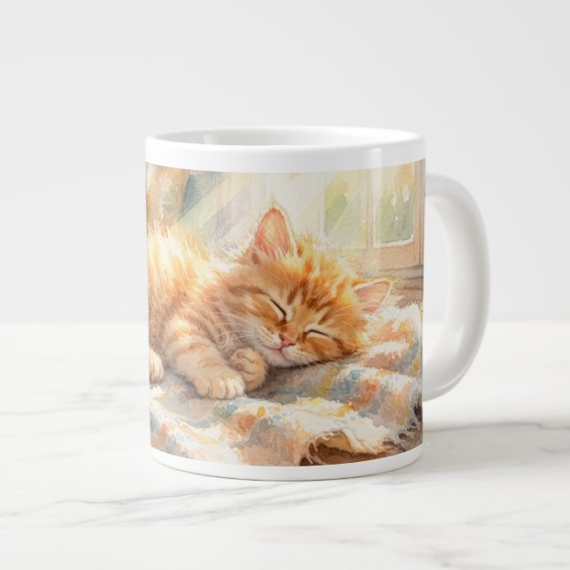 Sött litet solbadande kattunge  jumbo mugg (Framsida höger)