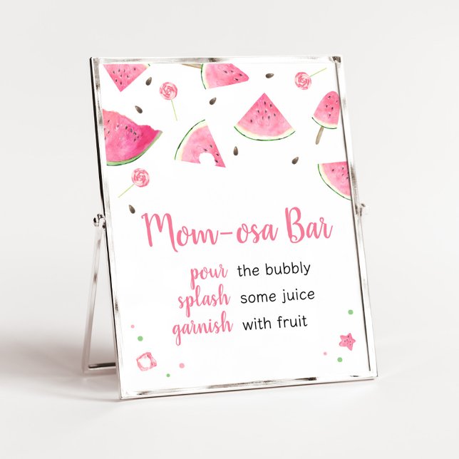 Sött Little Baby Watermelon Mamma Osa Pub Poster (Watermelon Sweet Little Baby Shower Mom Osa Bar Sign)