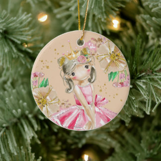 Sött Little Guld Glitter Ballerina Christma Julgransprydnad Keramik