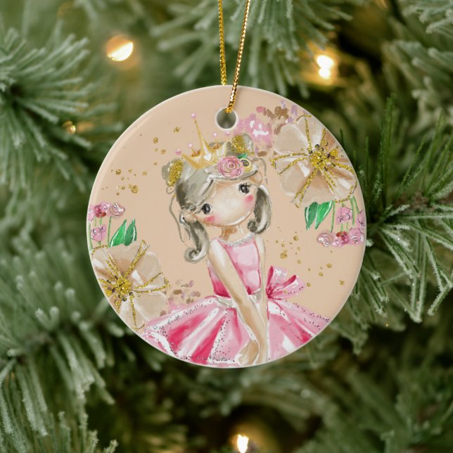 Sött Little Guld Glitter  Ballerina Christma Julgransprydnad Keramik (Träd)