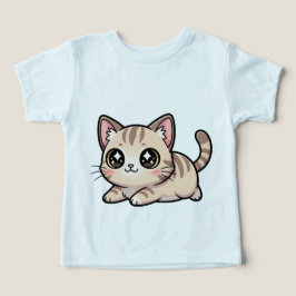 Sött Ljugande Tabby-Kattunge i Kawaii-Stil T Shirt