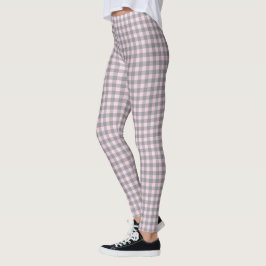 Sött Ljust Rosa Grått Buffalo Rutigt Mönster Leggings