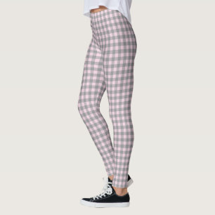 Sött Ljust Rosa Grått Buffalo Rutigt Mönster Leggings